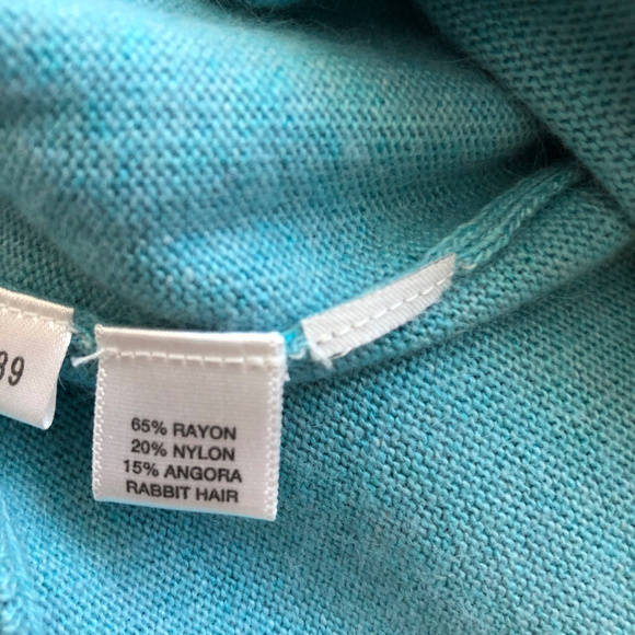 Ann Taylor LOFT Turquoise V-Neck Angora Sweater M - Picture 5 of 6